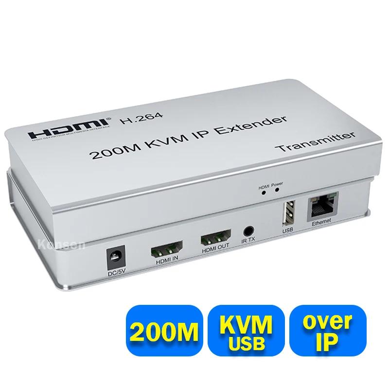 HDMI KVM ͽٴ IP Cat5e/6 HDMI ̴ USB ͽٴ, Ʈũ ġ , PC Ʈ DVR 콺 Ű, 200M
